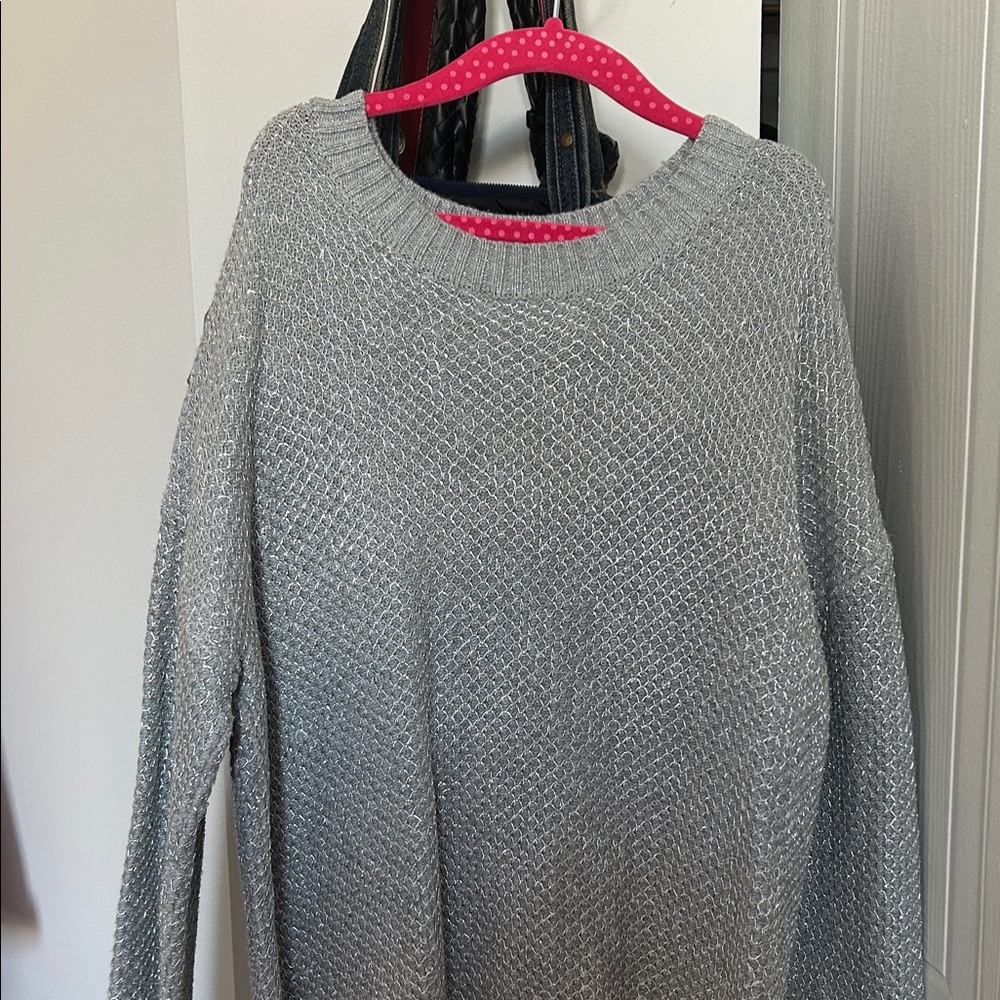 Michael Kors Silver Metallic Crew Neck Sweater